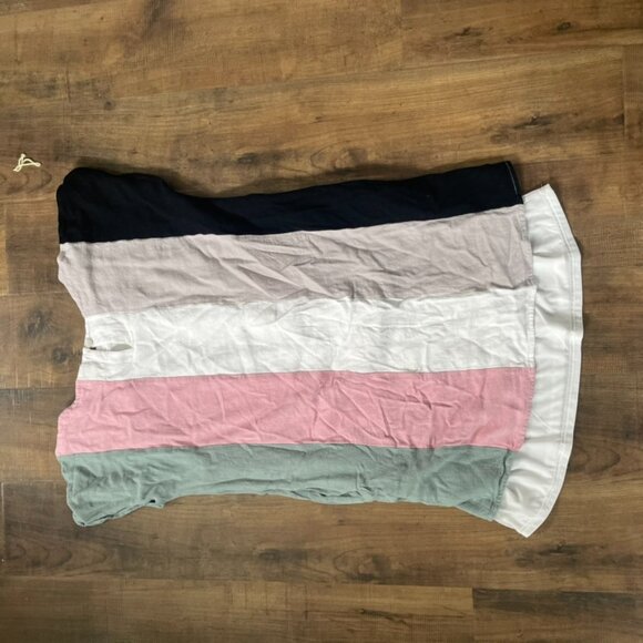 Entro Color Block Linen Blend Mini Dress Women’s Small Multicolor Cap Sleeve - Picture 4 of 6